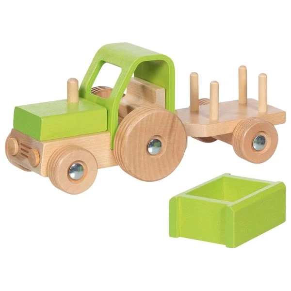 Goki Traktor mit Anhänger Holz 2J+ – Bild 3