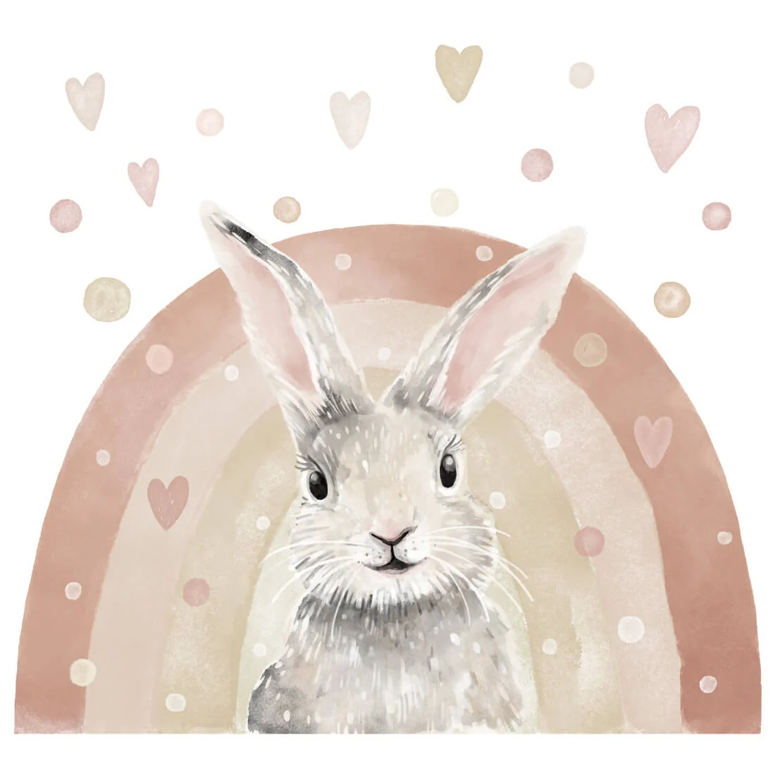 Pastelowe Love Wandaufkleber Halbkreis Sticker Bunny Hase