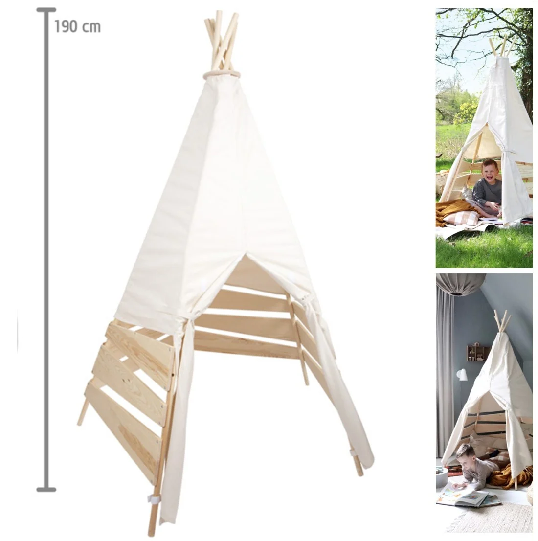 SFC Tipi Zelt Canvas Weiß & Holz 2J+ – Bild 2