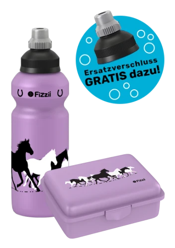 Fizzii Lunch Set Pastell Brotdose & Kinder Trinkflasche auslaufsicher Mint oder Lila – Bild 6