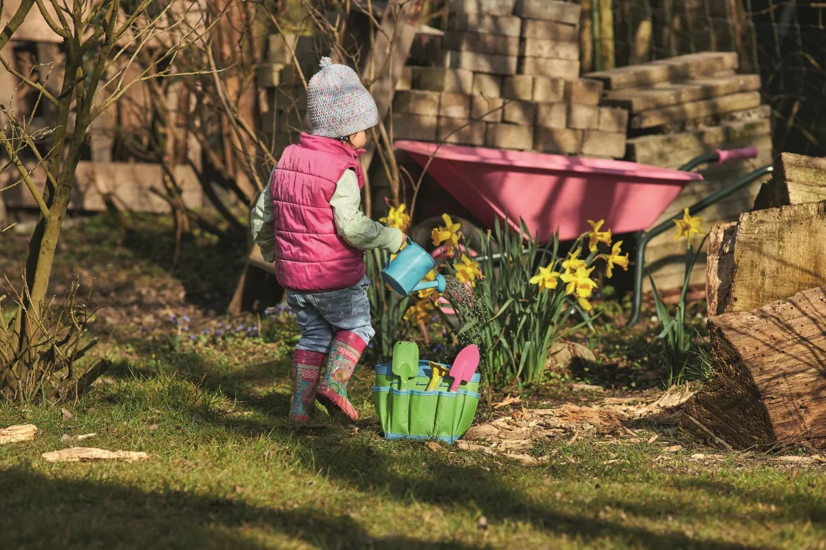 Goki Gartenwerkzeug in Tasche Grün Blau – Bild 3