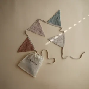 mushie Cloth Garland Musslin Stoff Wimpelkette in Naturtönen 2m